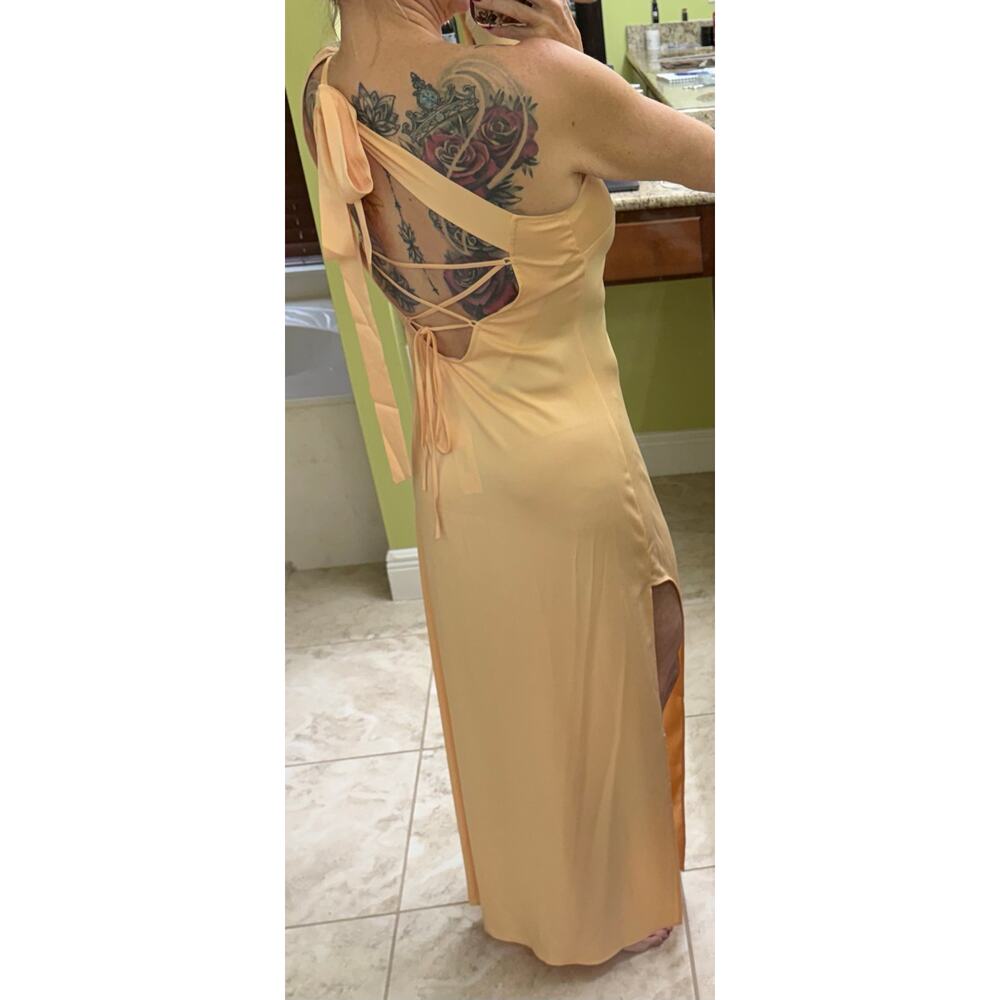 The Drop NWT slip dress one shoulder Maxi $68 S Pela Banana color light orange - Picture 4 of 10
